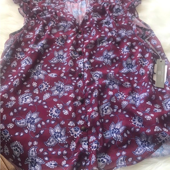 TARTE COLLECTIONS Fiona Cap Ruffled Sleeve Floral Sheer Top Blouse Size S NEW - Picture 8 of 9